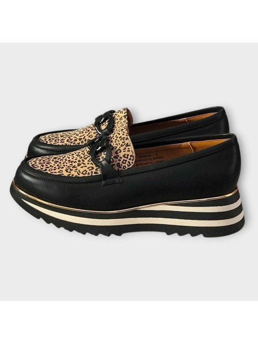 Good Choice Women's Geneva Animal Print Chain Slip On Platform Loafers Size 9